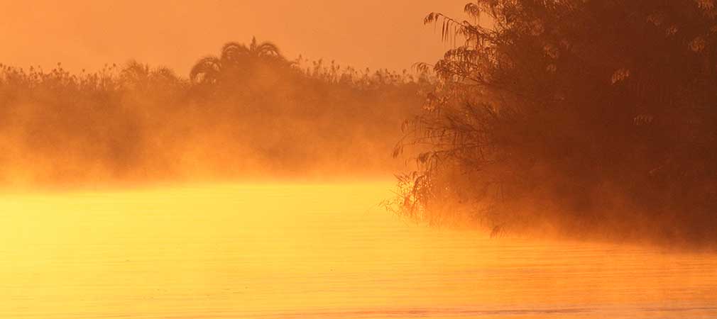 Sunrise over the Okavango River at Drotsky's Cabins